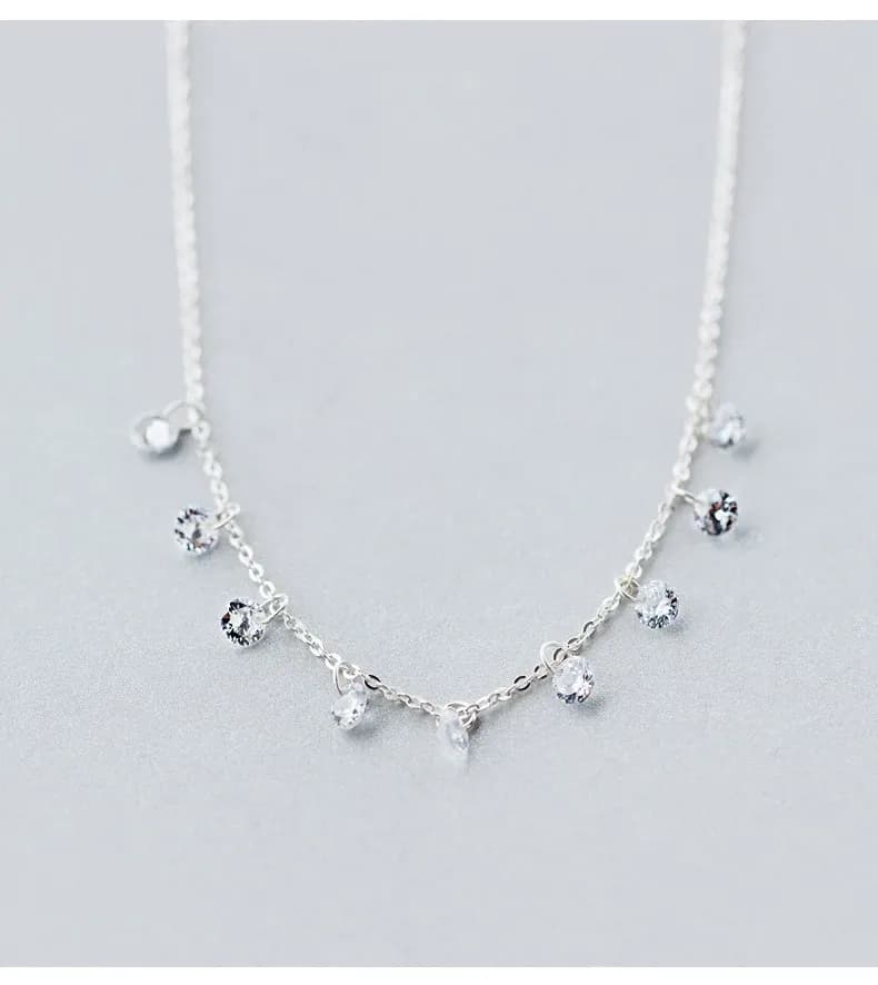MODIAN 925 Sterling Silver Round CZ Link Necklace