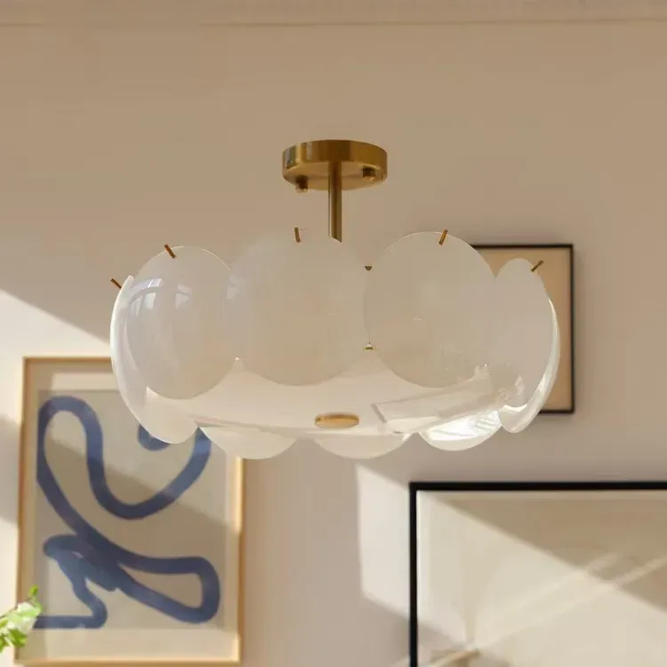 Cream Glass Surface-Mounted Ceiling Light