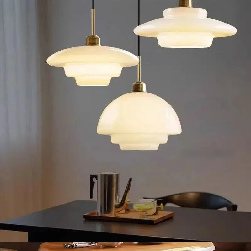 Nordic Cream Glass E27 Cord Pendant Lamp