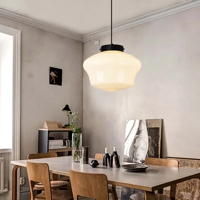 Nordic Cream Glass Cord Pendant Light