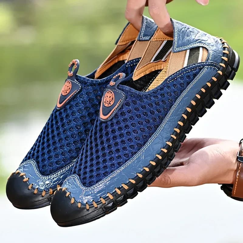 CLOHOO Men's Breathable Leather Hiking Sandals
