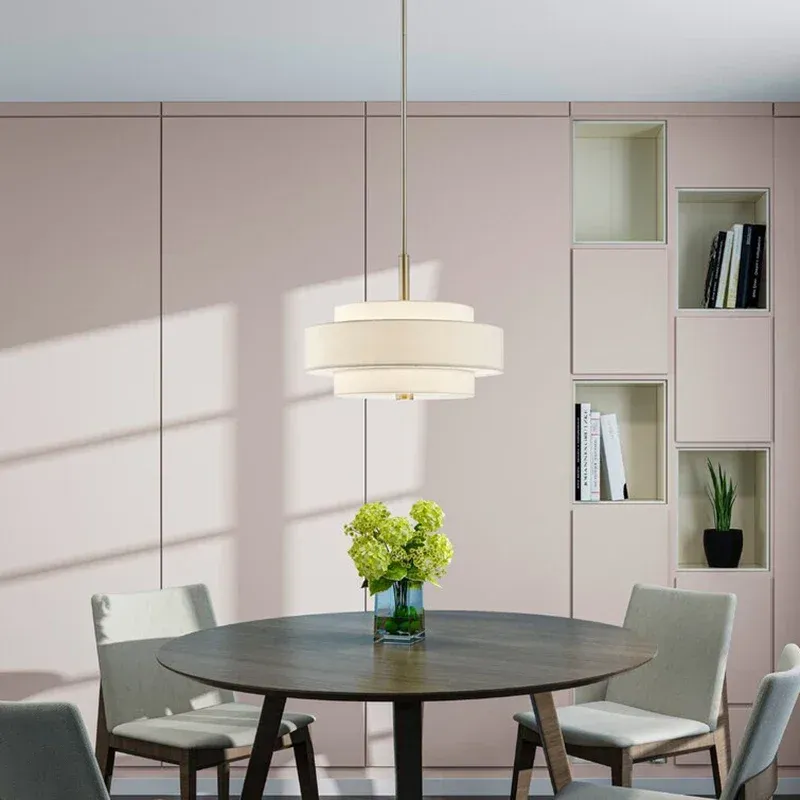 Rounded Fabric Cord Pendant Light