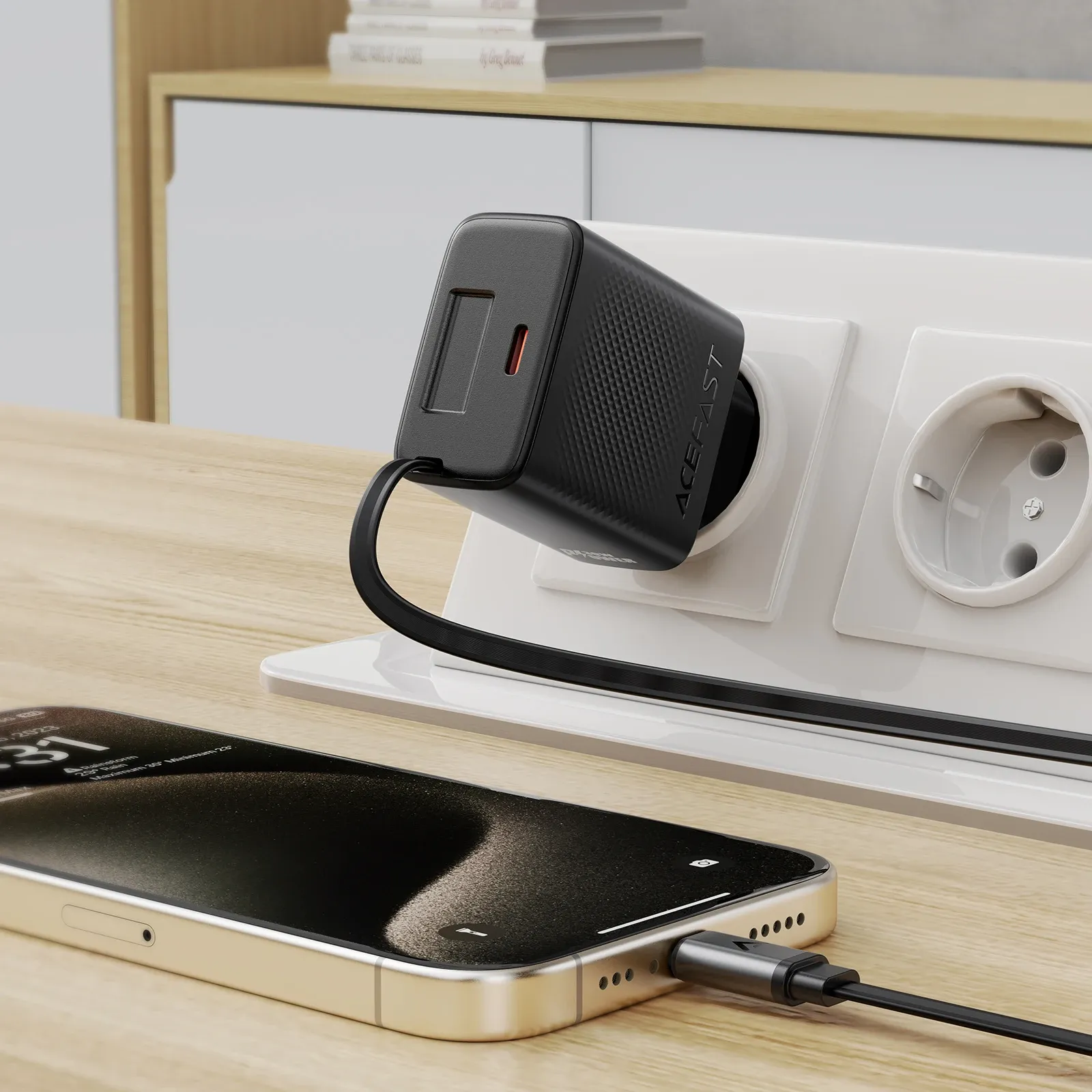 ACEFAST A110 30W GaN Retractable USB-C Travel Charger