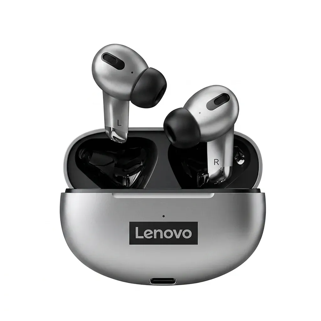 Lenovo LP5 silver wireless earbuds case
