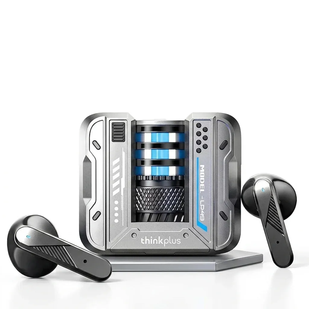 Lenovo LP49 earbuds with silver case
