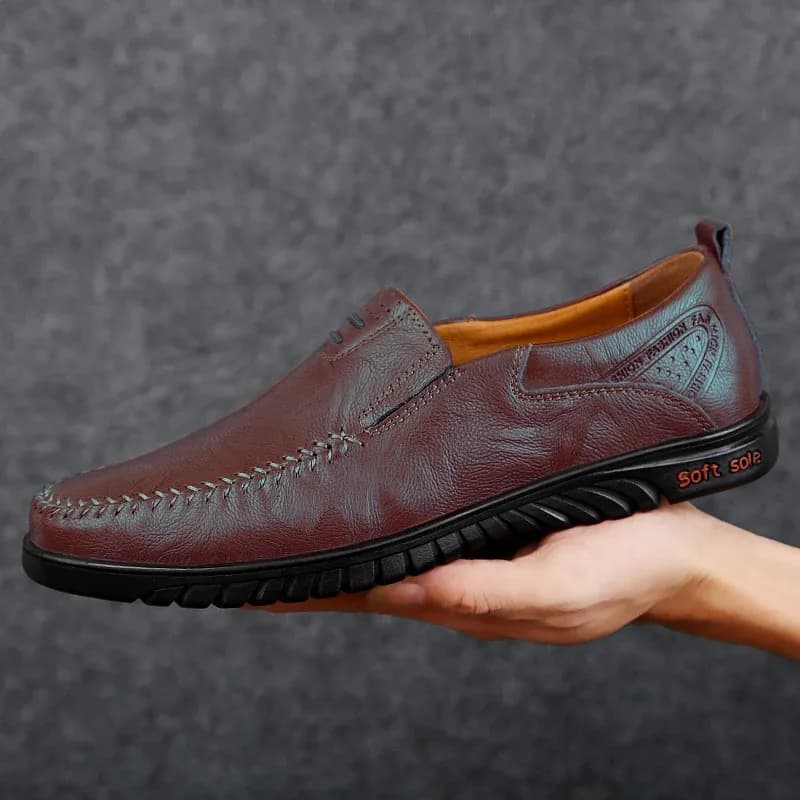 CLOHOO Soft-Soled Genuine Leather Slip-On Loafers for Men