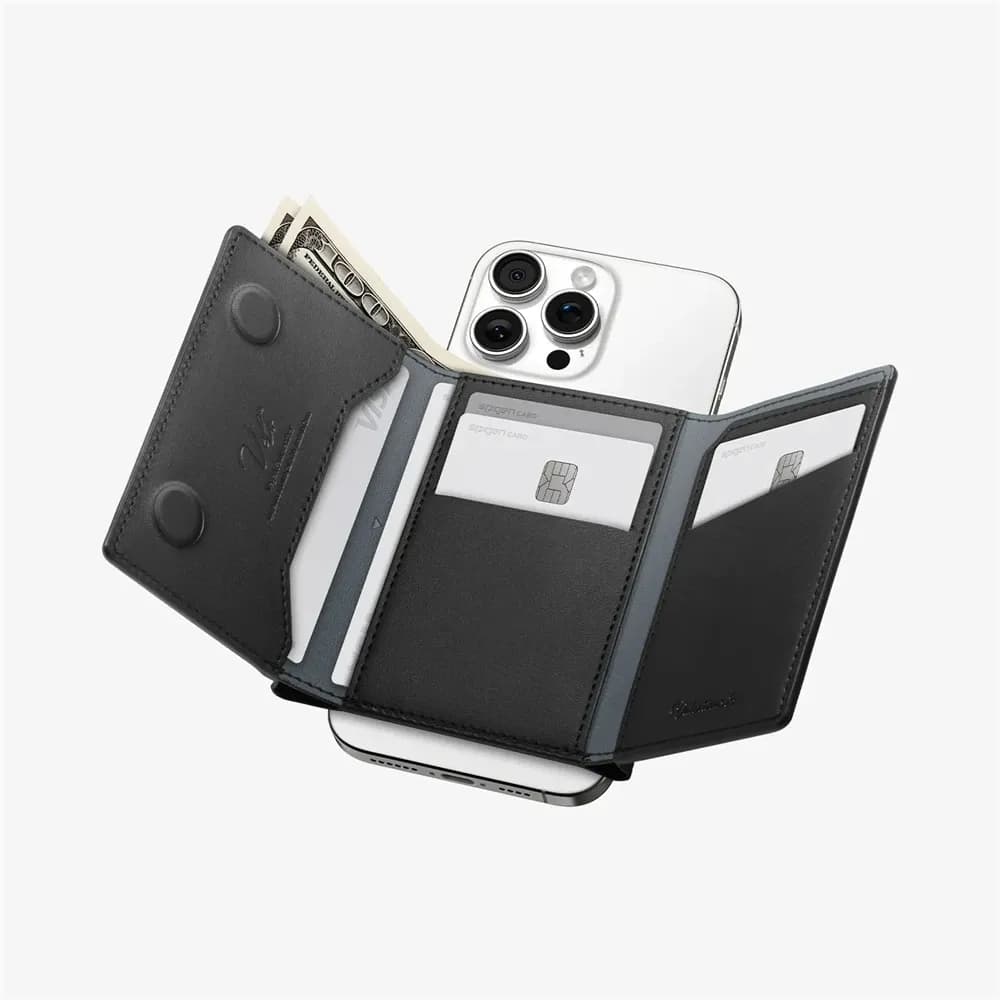 Spigen Magnetic Leather Card Holder Wallet Case for iPhone 17 Pro Max