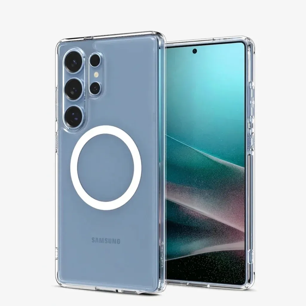 Clear Spigen MagFit Samsung phone case