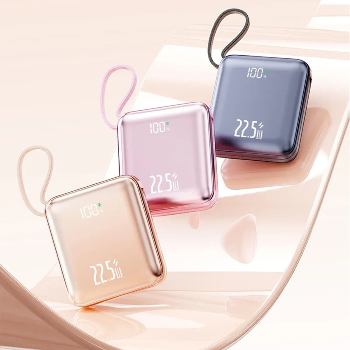Mini 20,000mAh 22.5W Power Bank with Built-In Cable