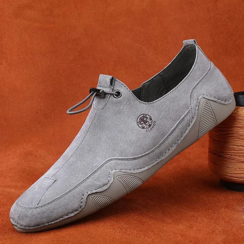 CLOHOO Leather Slip-On Boat Shoes for Men