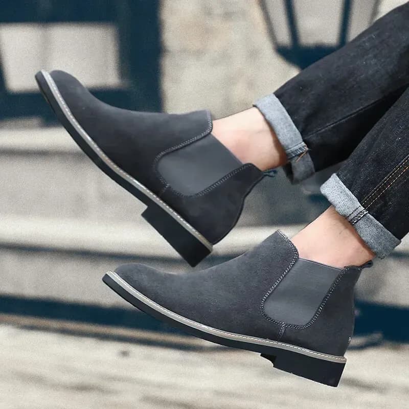CLOHOO Handmade Genuine Leather Chelsea Ankle Boots