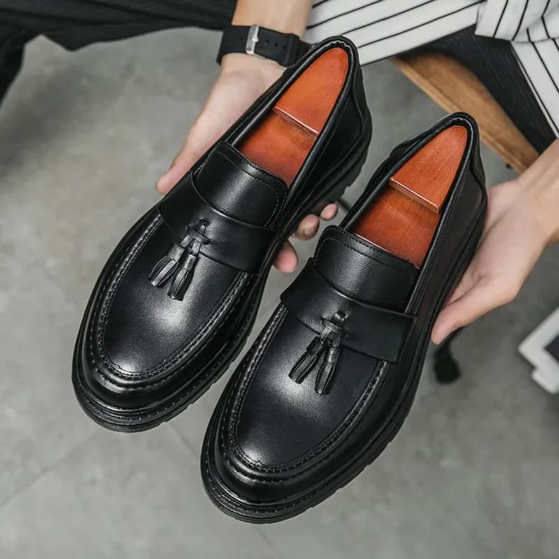 Yeinshaars Thick-Soled Tassel Loafers for Men