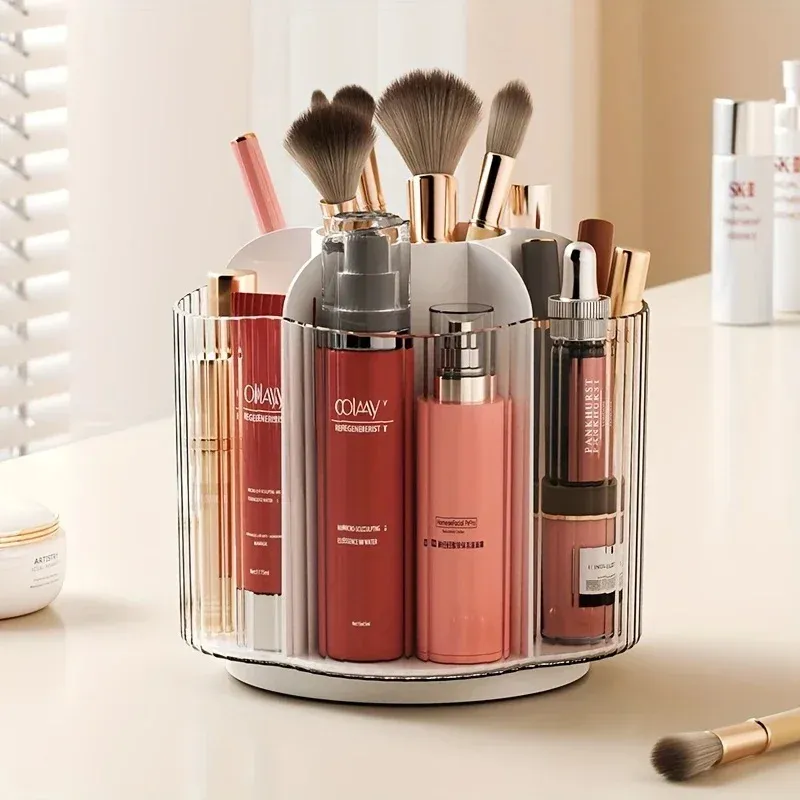 Rotating 6-Grid Acrylic Makeup Brush Organizer