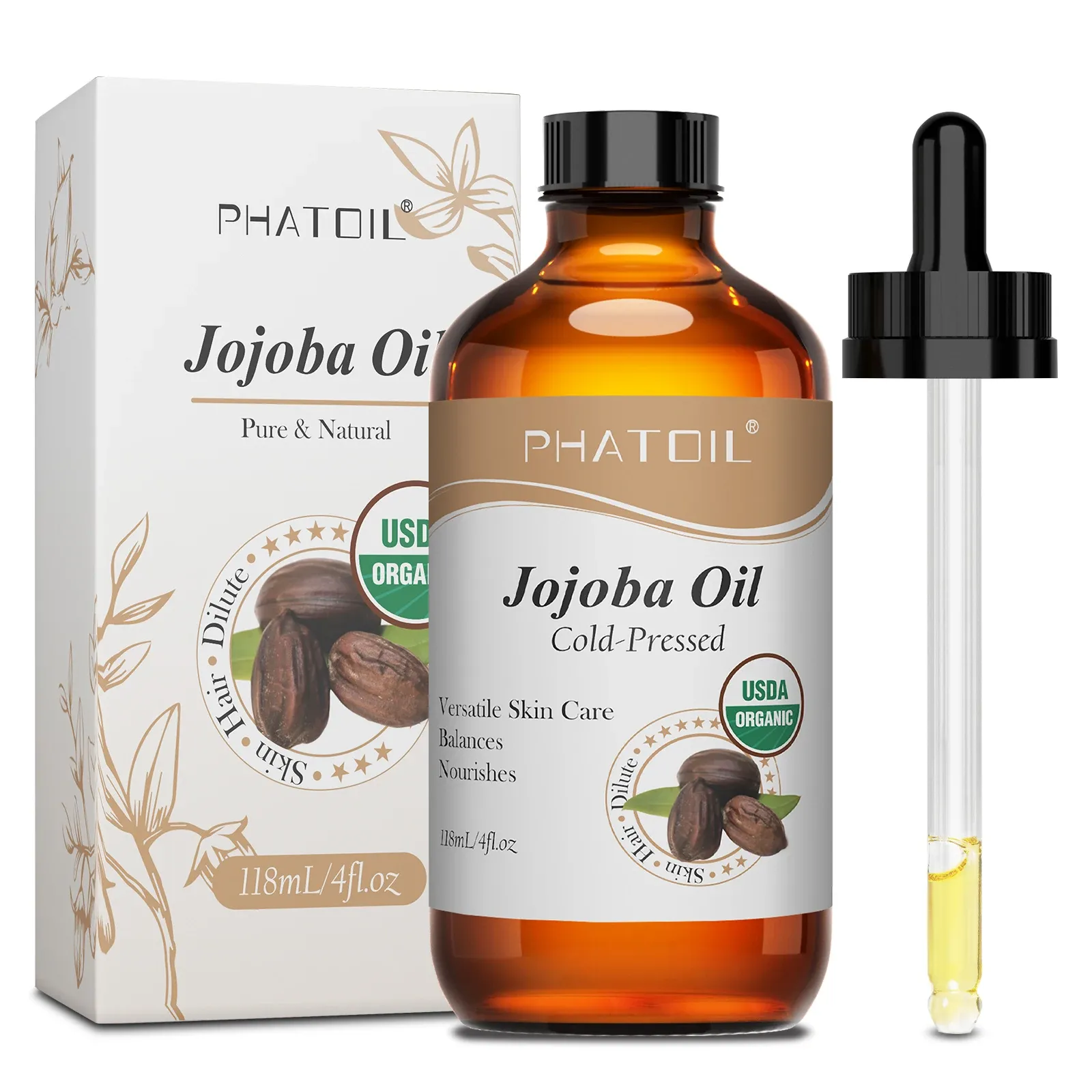 PHATOIL Cold-Pressed Jojoba & Rosehip Carrier Oil 118ml