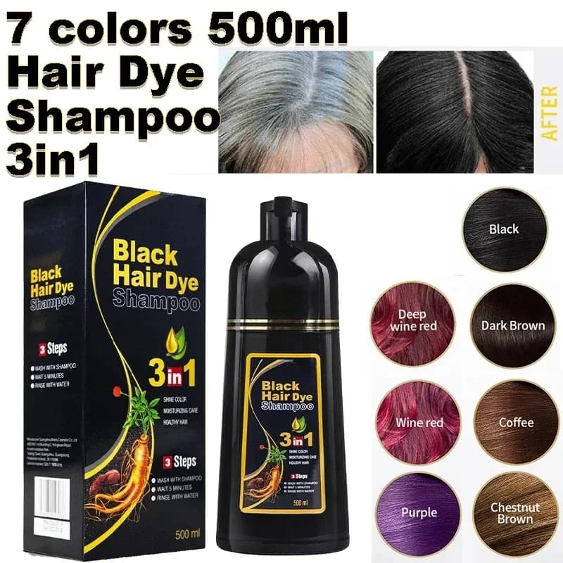 Instant Black Hair Colour Shampoo for Grey Coverage