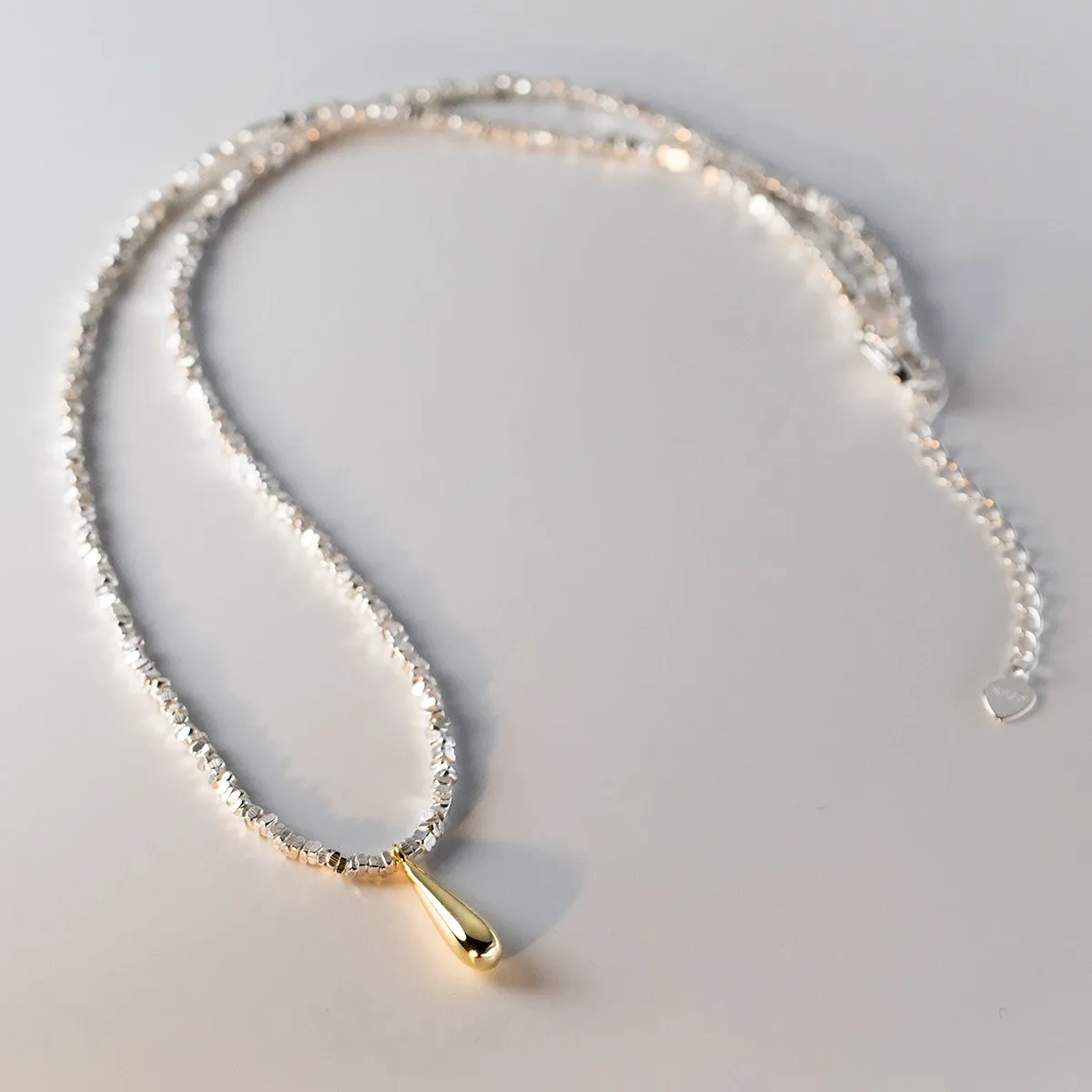 MODIAN 925 Sterling Silver Water Drop Link Chain Necklace