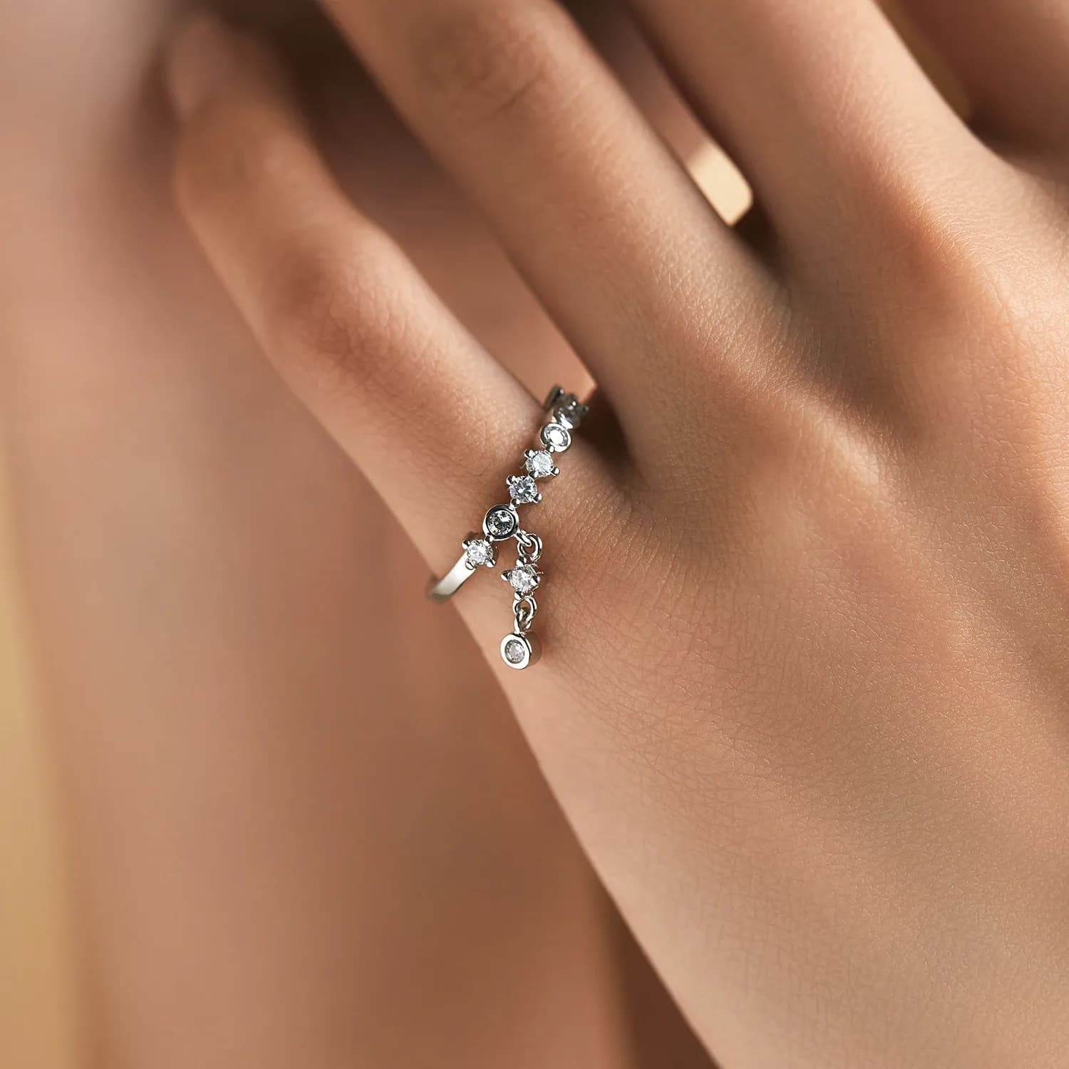 MODIAN 925 Sterling Silver Zircon Cocktail Ring