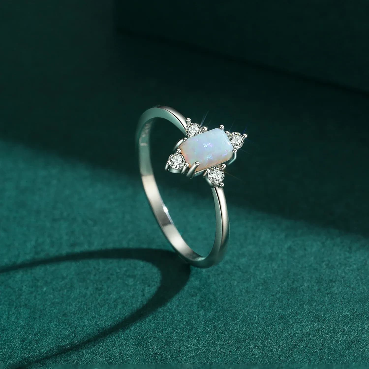 MODIAN 925 Sterling Silver Crown Opal Ring