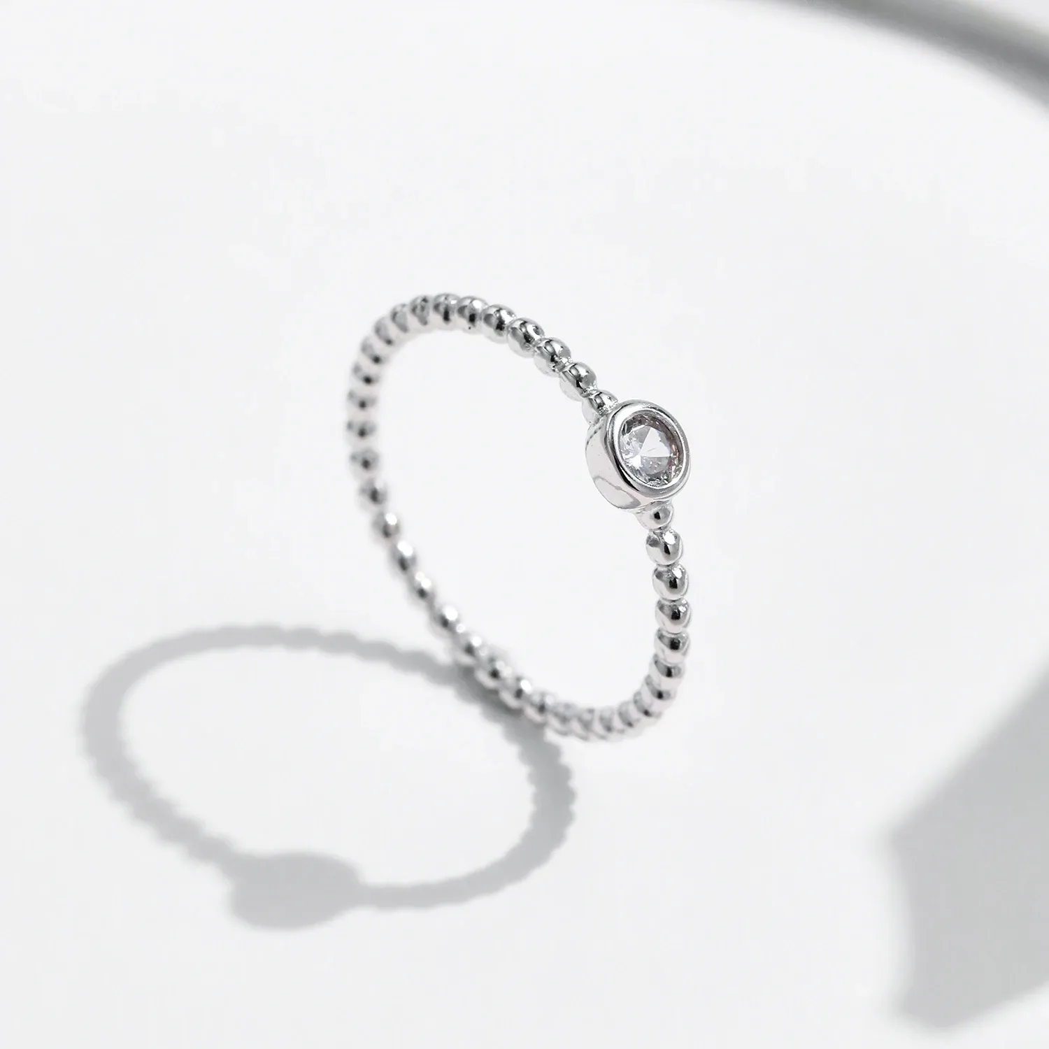 MODIAN 925 Sterling Silver Moissanite Bezel Stack Ring
