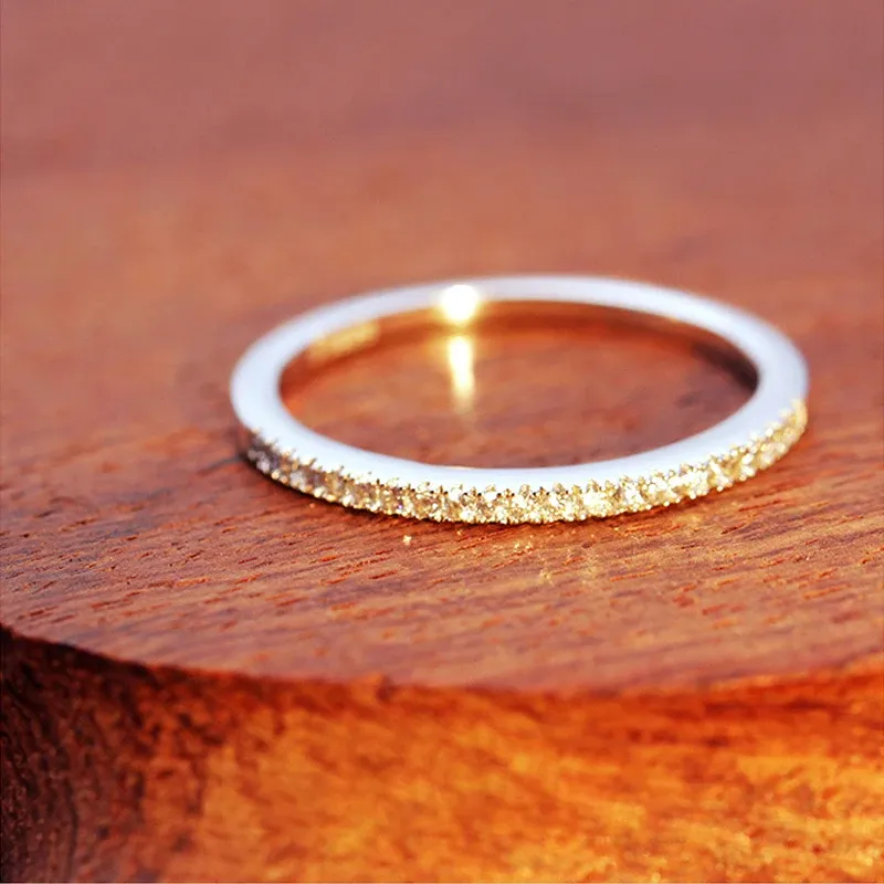MODIAN 925 Sterling Silver Zircon Bridal Band