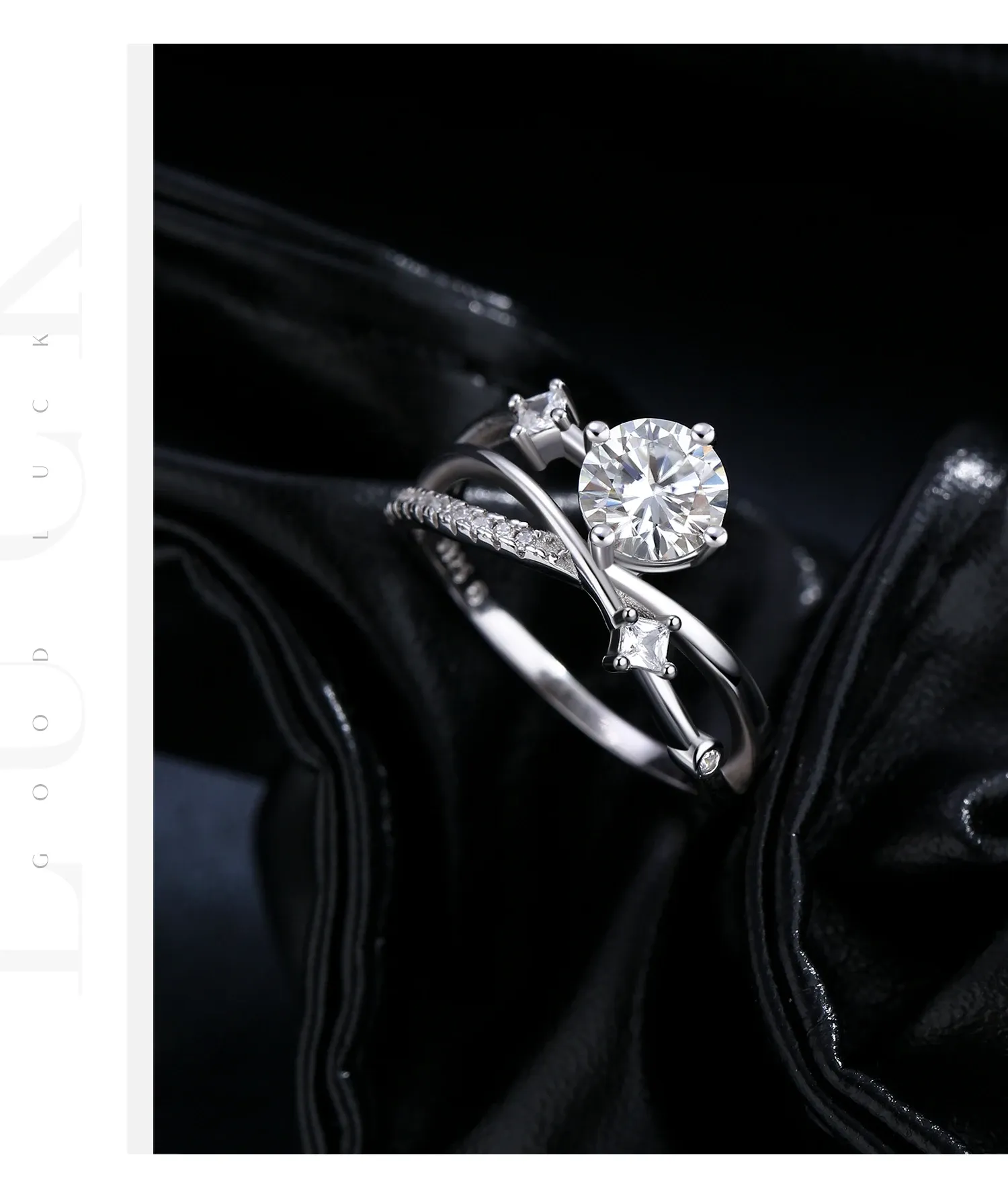 MODIAN 1CT Moissanite 925 Sterling Silver Wedding Ring