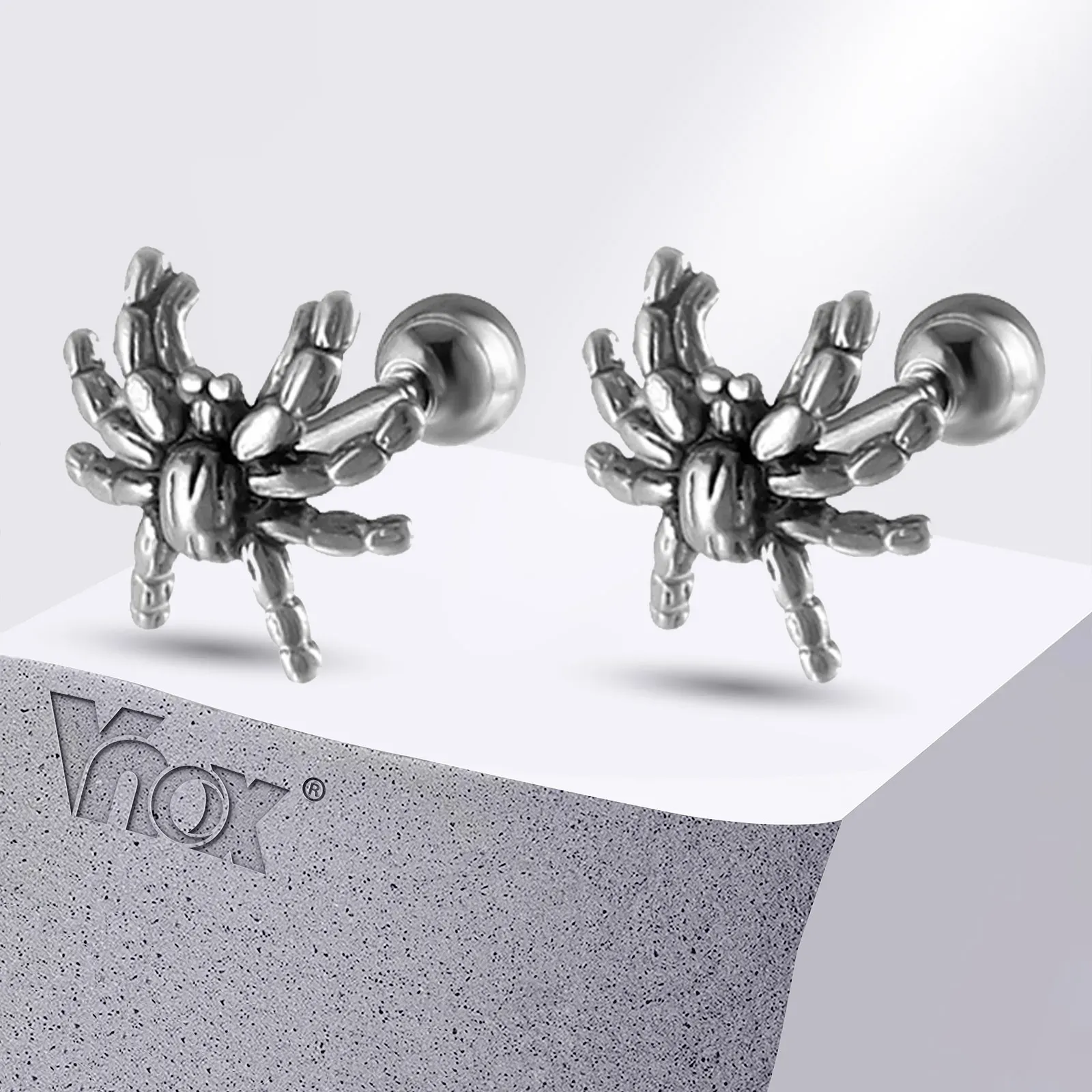 Vnox Gothic Spider Stainless Steel Screw-Back Stud Earrings