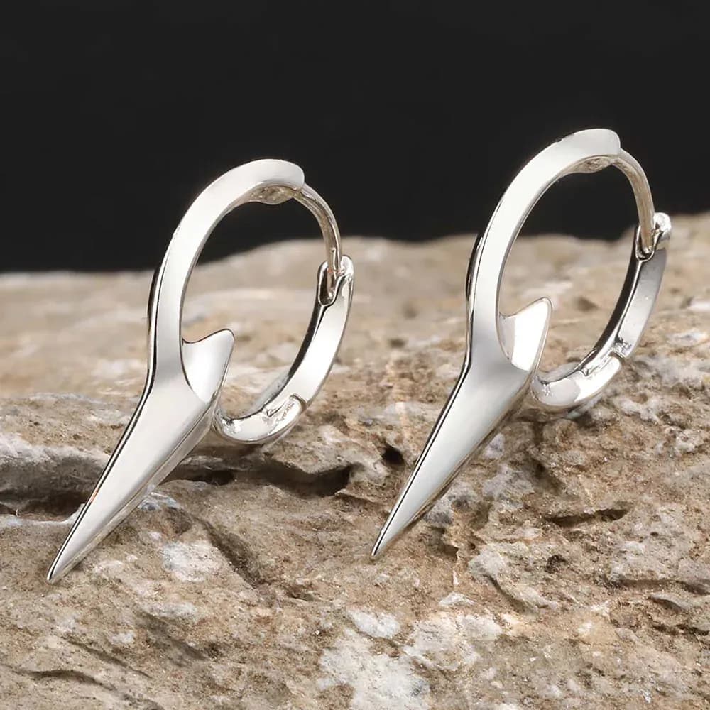 Vnox Silver Tone Geometric Hoop Earrings for Men