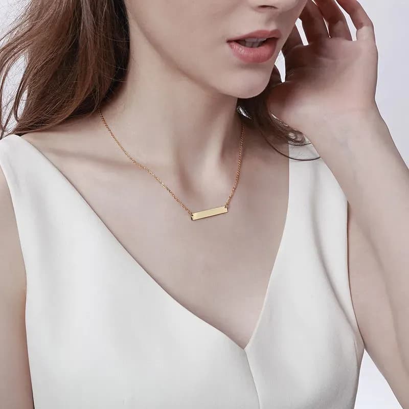 Vnox Personalized Stainless Steel Bar Choker Necklace