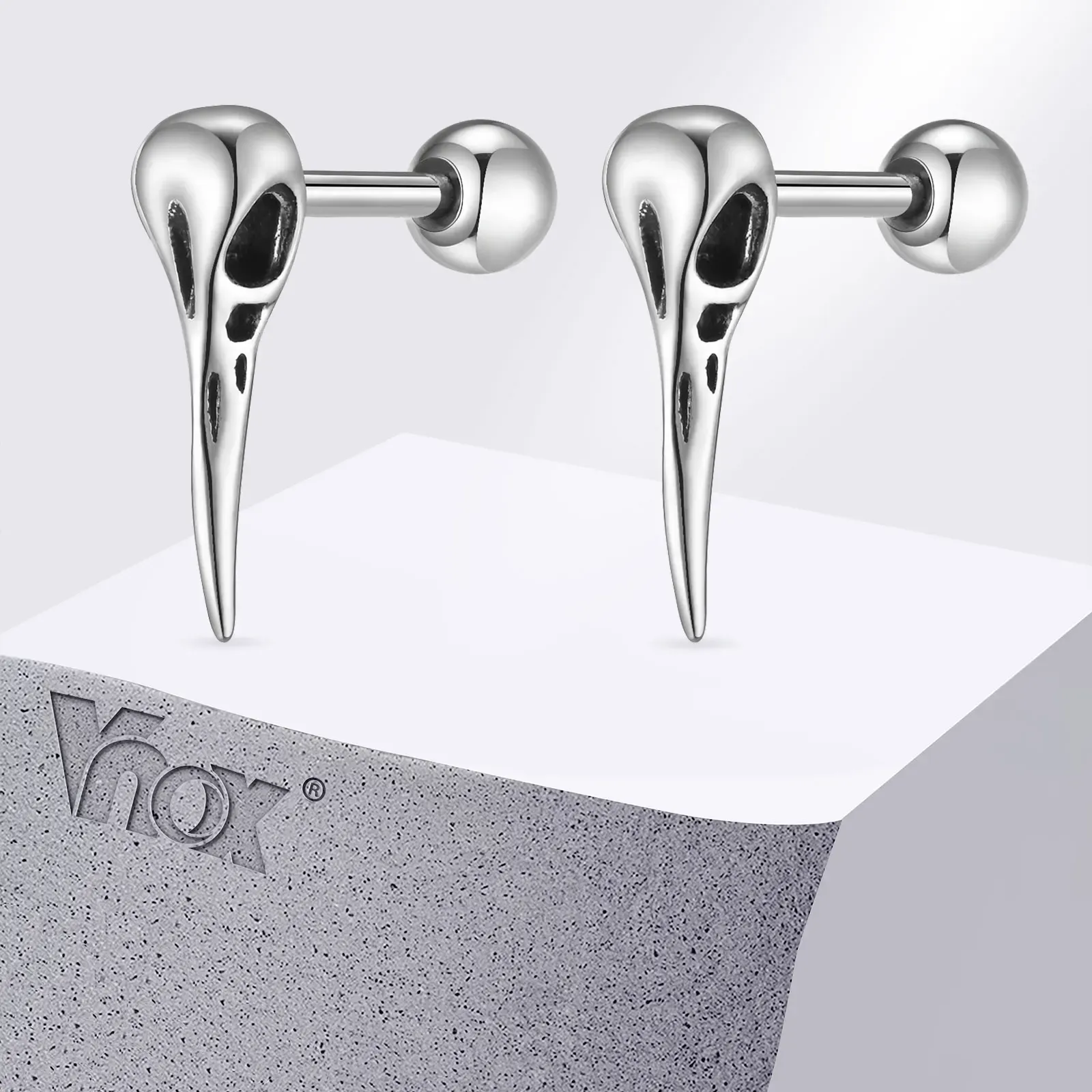 Vnox Raven Screw-Back Stud Earrings