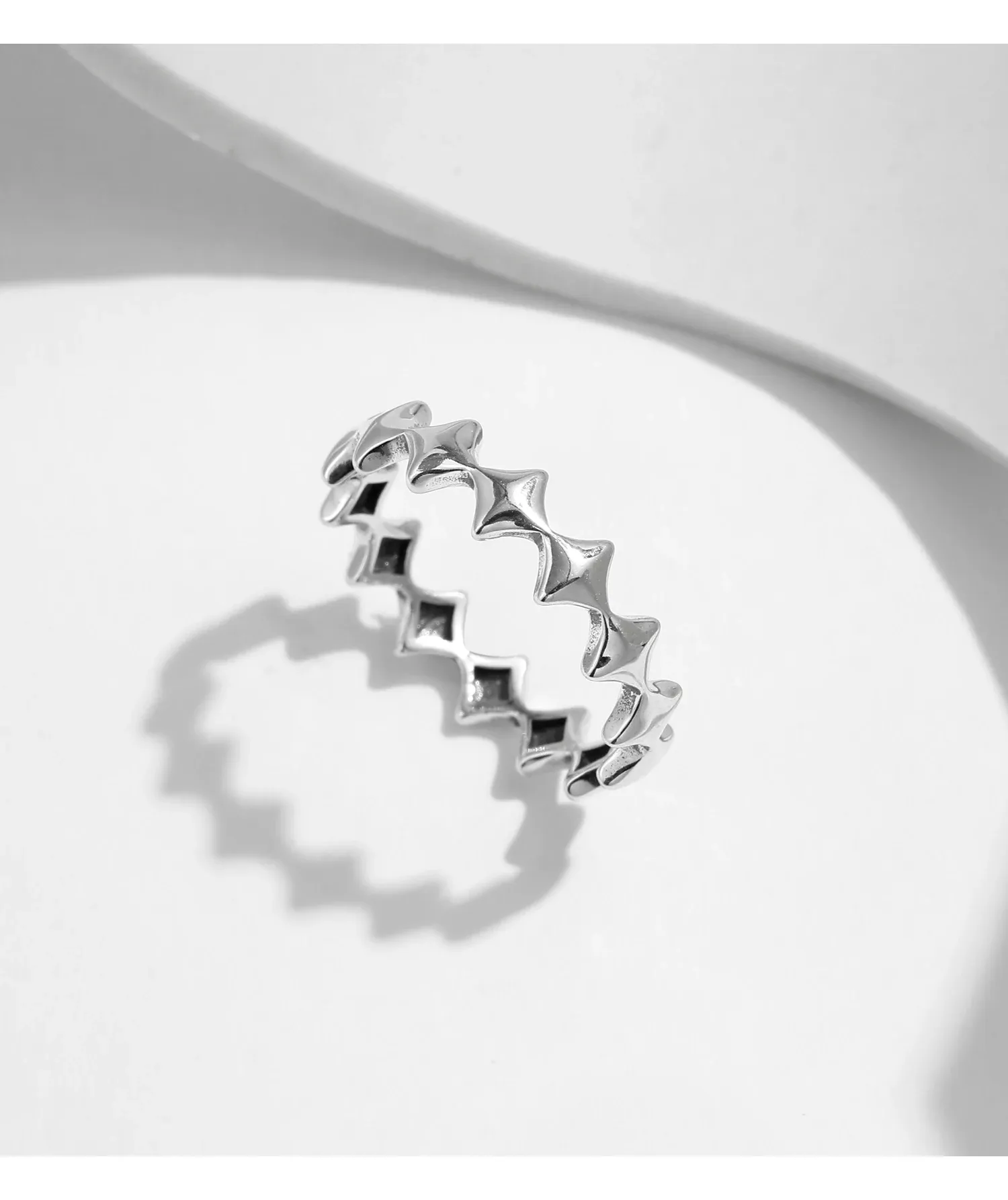 MODIAN Vintage Star Eternity 925 Sterling Silver Stackable Ring