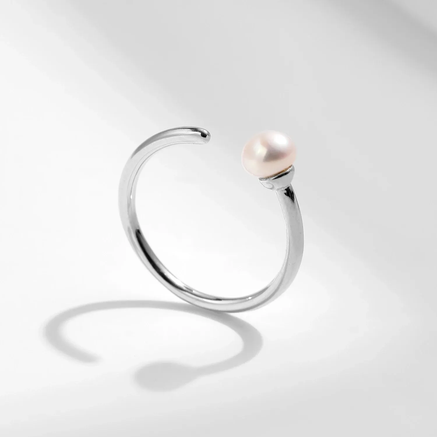 MODIAN 925 Sterling Silver Pearl Adjustable Cocktail Ring