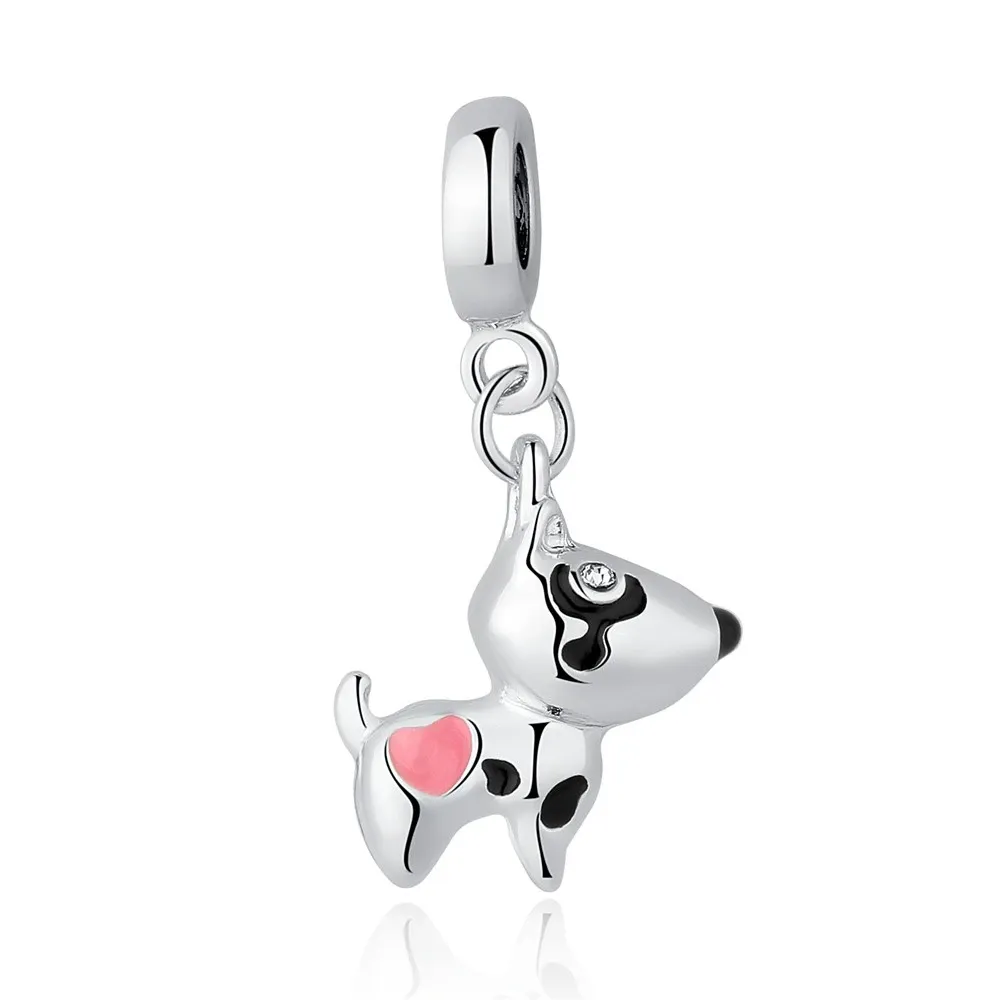 WOSTU Heart Dog Charm Bead for Bracelets and Necklaces