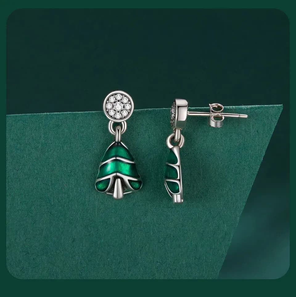 WOSTU 925 Sterling Silver Christmas Tree Stud Earrings