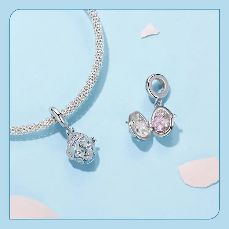 WOSTU Lucky Egg Easter Charm in 925 Sterling Silver