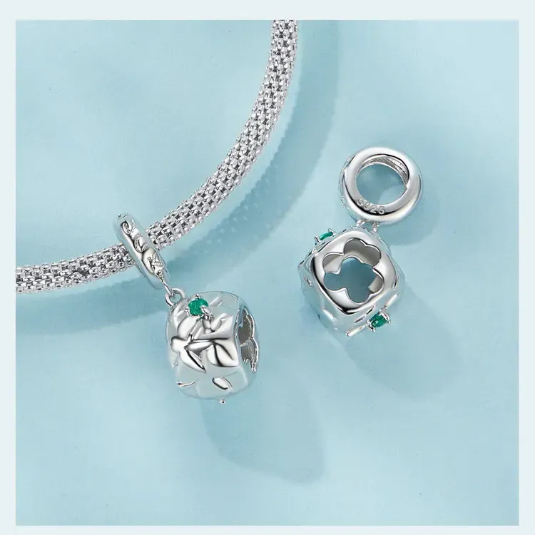 WOSTU Sterling Silver Zircon Love Butterfly Safety Chain Charm