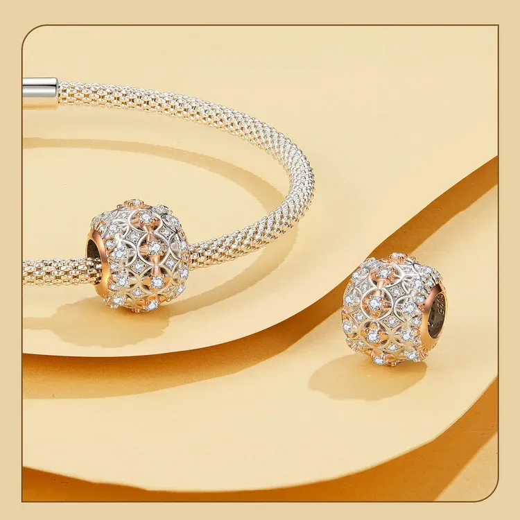 WOSTU Rose Gold Hollow Autumn Charm Bead for Bracelets