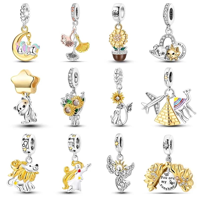 Qikaola 925 Silver Golden Series Charm Bead