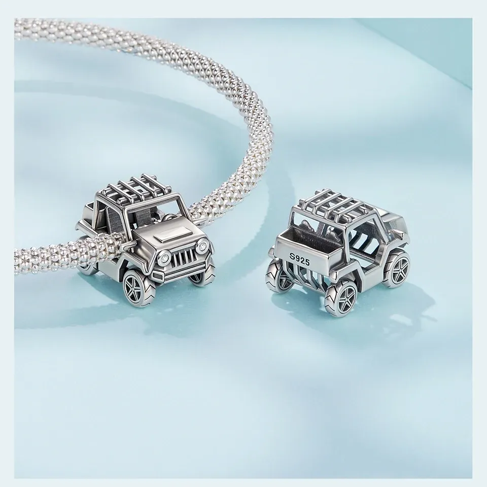 WOSTU Vintage Car and Bike Sterling Silver Charm