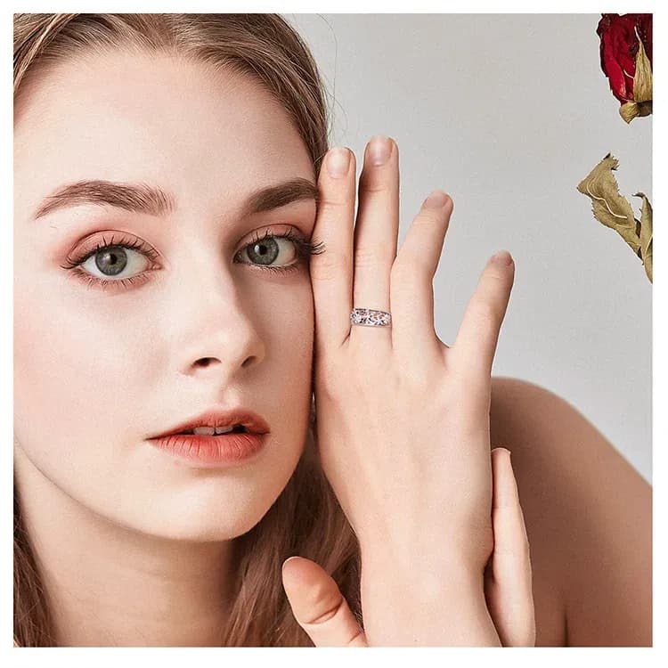 WOSTU 925 Sterling Silver Flower Zircon Stackable Ring