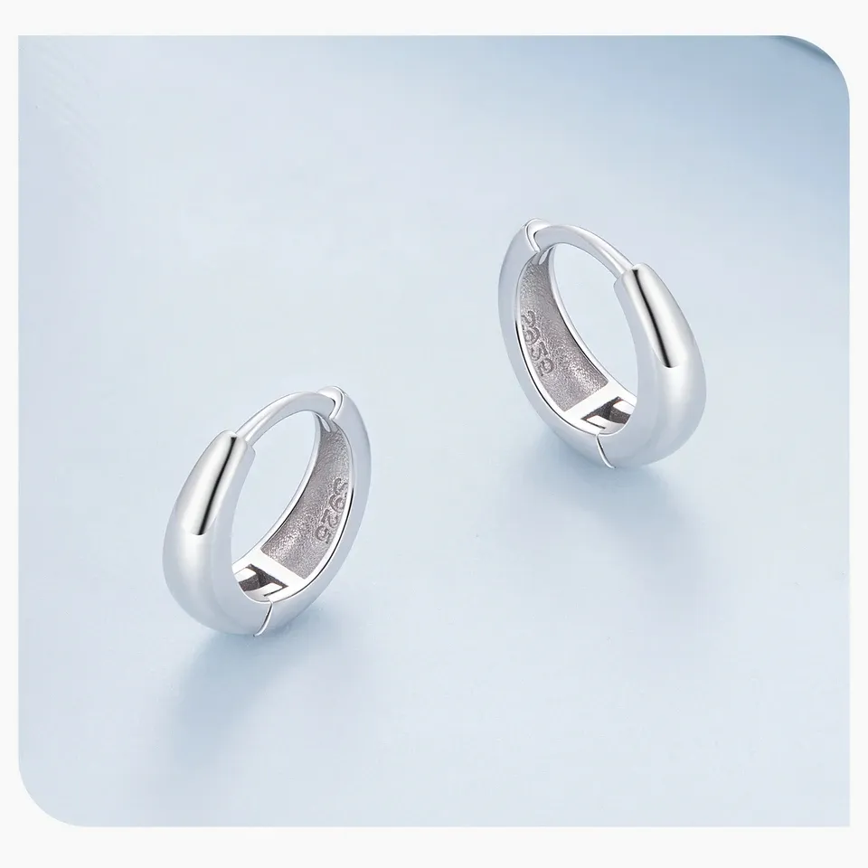 WOSTU 925 Sterling Silver Minimalist Hoop Earrings 8mm
