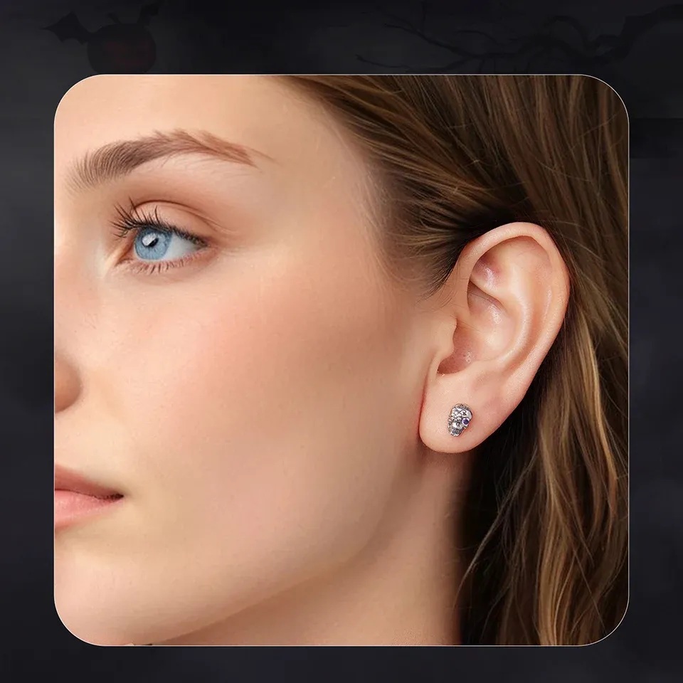 WOSTU 925 Sterling Silver Ghost Stud Earrings with Zircon