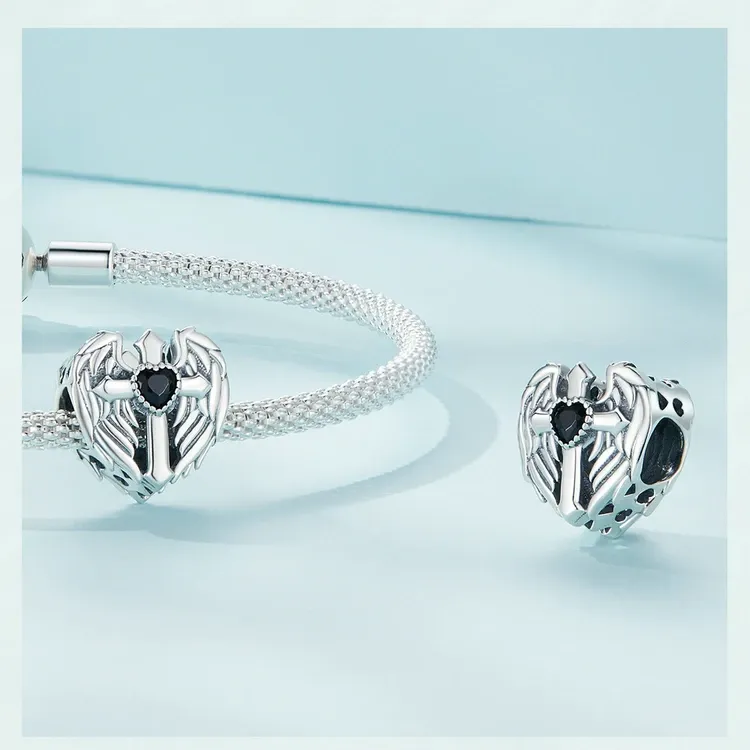 WOSTU Sterling Silver Faith and Guard Charm Bead