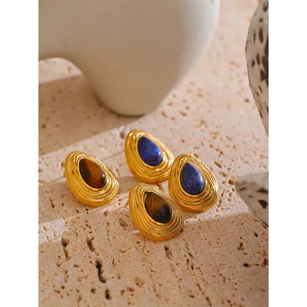 Yhpup Water Drop Stone Geometric Stud Earrings