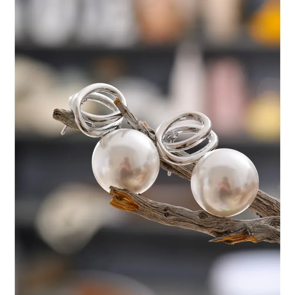Yhpup Simulated Pearl Geometric Stud Earrings