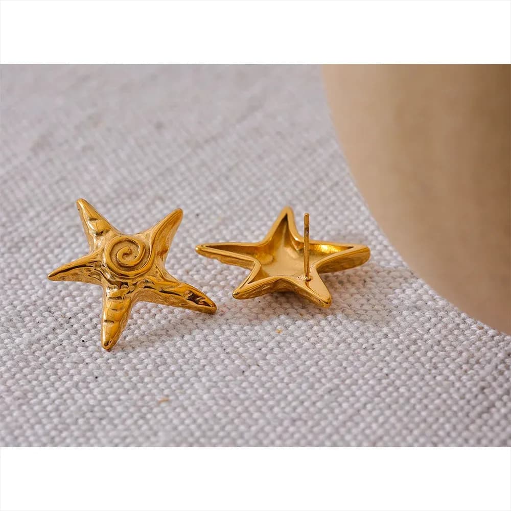 Yhpup Gold Star Stainless Steel Stud Earrings