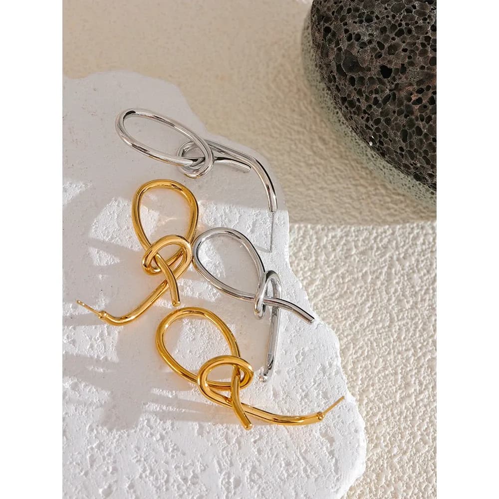 Yhpup Geometric Big Drop Stainless Steel Statement Earrings