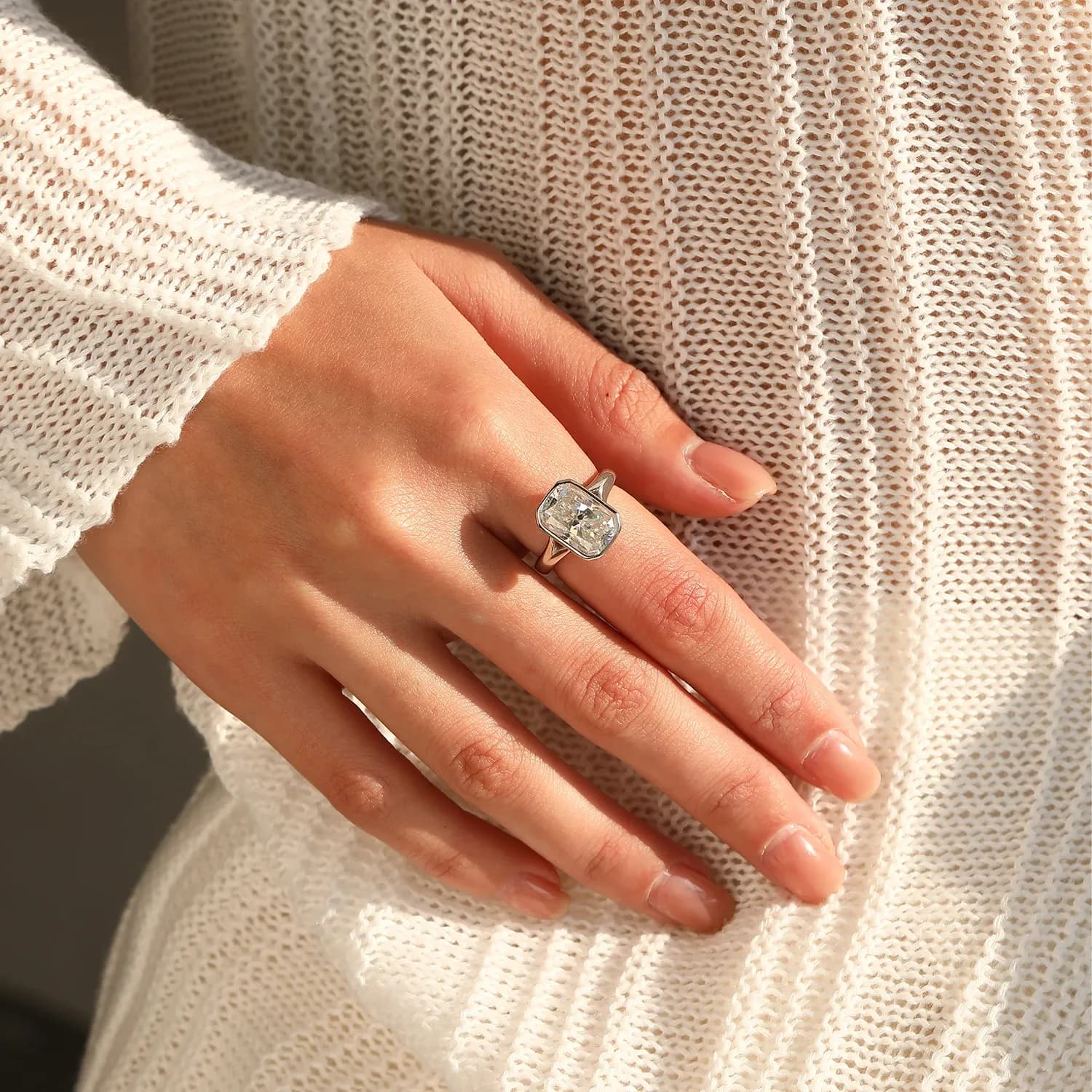 MODIAN 4.5CT D-Color Moissanite Rectangle Ring in 925 Silver
