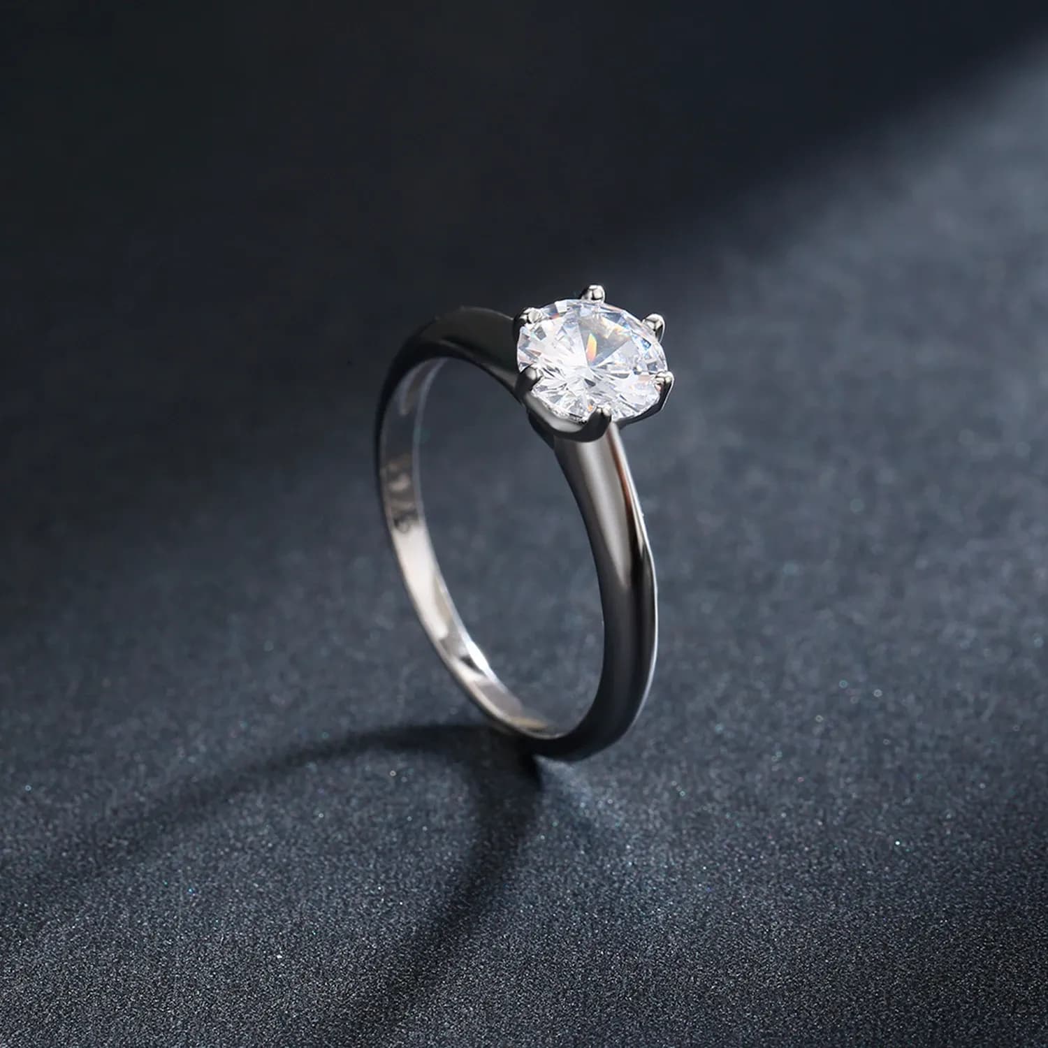MODIAN 925 Sterling Silver Classic Zircon Wedding Ring