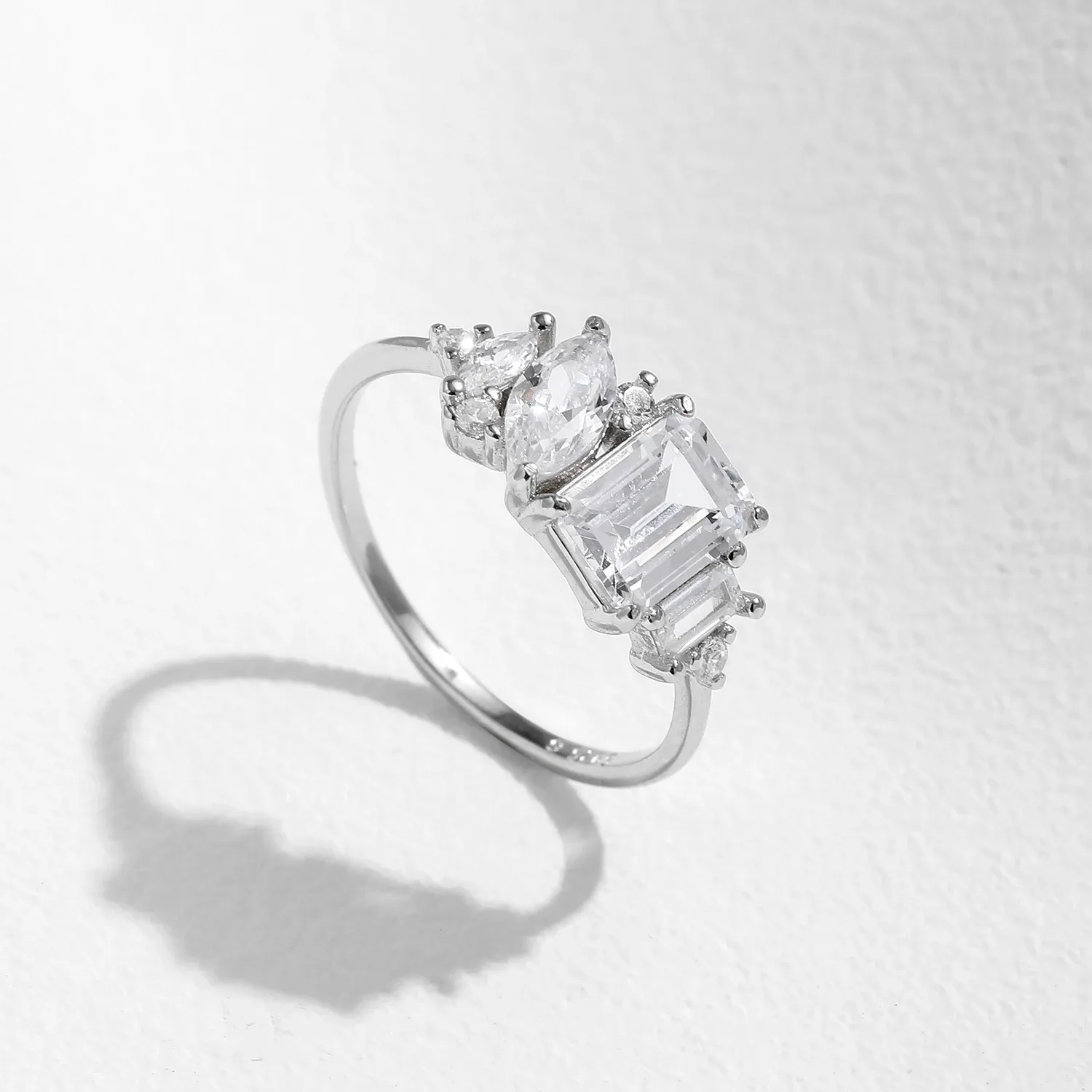 MODIAN 925 Sterling Silver Marquise CZ Wedding Ring