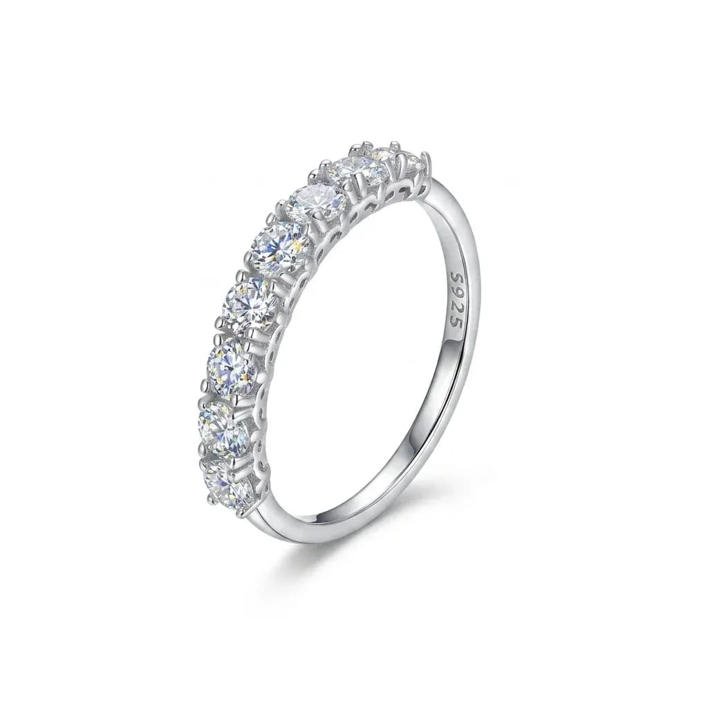 WOSTU moissanite silver wedding ring studio shot